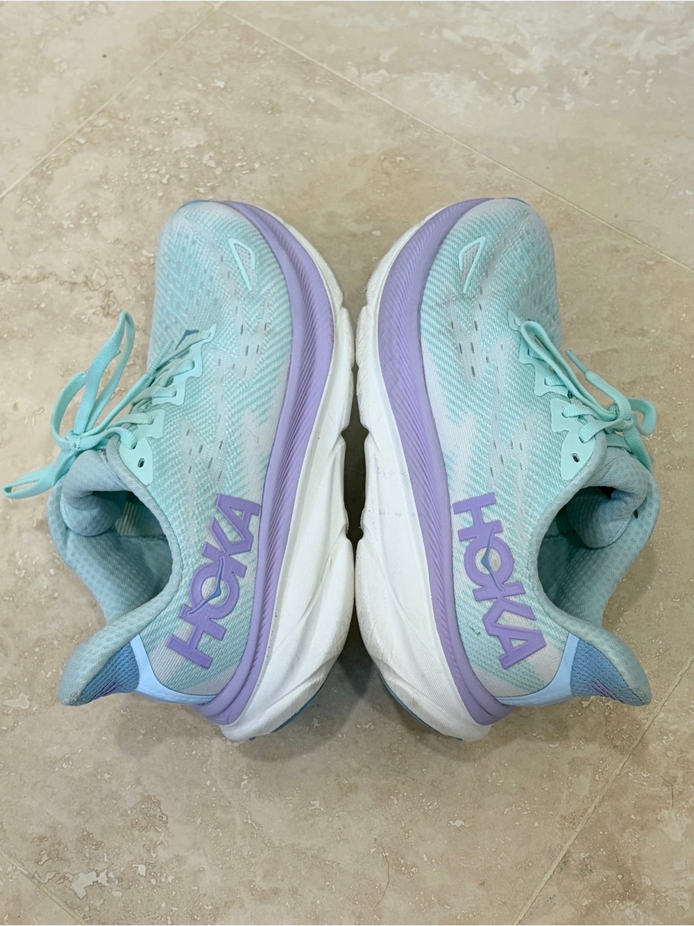 Hoka Clifton 9 Women's Sneaker in Sunlit Ocean/Lilac Mist Size 7D - Picture 7 of 11